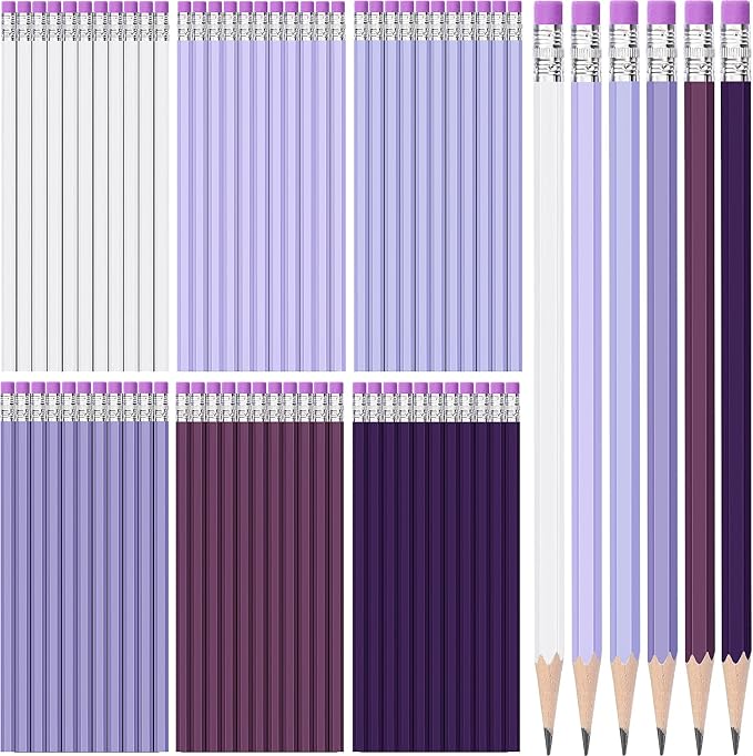 TecUnite 240 Pcs HB #2 Unsharpened Pencils with Eraser Wooden Hexagonal Graphite No 2 Pencils for Students Adults Gifts Exams School Office Sketching (Purple)