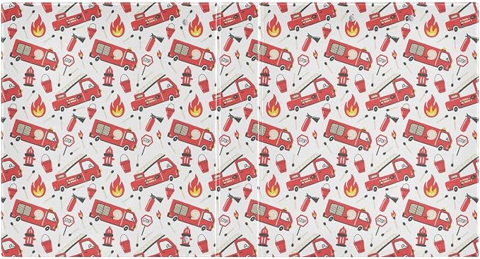 Fire Fighting Truck Round Ring Binders 1.5 Inch Cars Doodle Pattern 3 Ring Clipboard Binder for Office School Work Supplies Document 200 Sheet Capacity Easy Open 2 Pieces