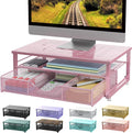 gianotter Computer Monitor Stand Riser with Drawer | Desk Organizers and Accessories Desk Accessories & Workspace Desktop Organizers Storage for Printer Stand (Pink)