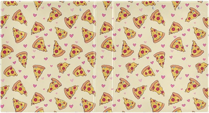 Pizza Cheese Yellow Round Ring Binders 1.5 Inch Tomatoes Mushroom 3 Ring Clipboard Binder for Office School Work Supplies File Folder Document 200 Sheet Capacity Easy Open 2 Pieces