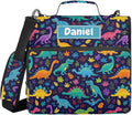 Custom Dinosaurs Leaves Black Print 3 Ring Zipper Binder with Shoulder Strap & Handle 1.5 Inch D-Ring Zippered Bag with Multiple Pocket, Personalized Binder Organizer for School or Office