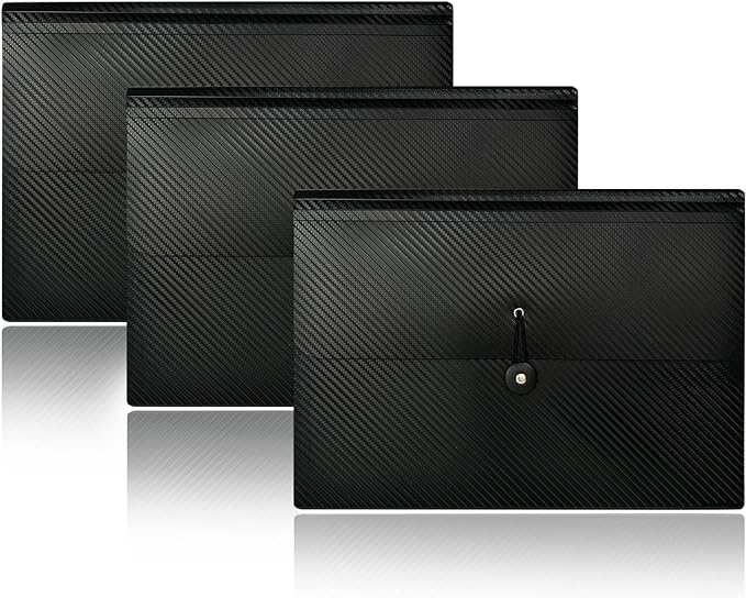 Cesil 3Pcs Expanding File Folders, 13 Pockets File Organizer Accordion File Holder with Elastic Buckles Closure, A4 Paper Document Organizer for Home School Office
