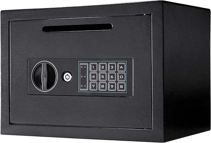Barska Digital Depository Safe – 0.57 Cu. Ft Front-Load Drop Box for Cash, Money & Mail, Multi-User PIN Code Lock, Steel Construction, Anti-Pry Hinges, Backup Keys, Ideal for Business or Office | 2mm steel walls with digital keypad and anti-fishing slo...