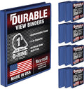 Samsill Durable 1 inch 3 Ring Binder, D Ring Binder, 100% Recycled Chipboard, Blue, 12 Pack