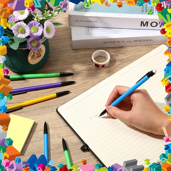 Fuyoooo 200 Pcs Mechanical Pencils 0.7mm Bulk with Eraser, 5 Color