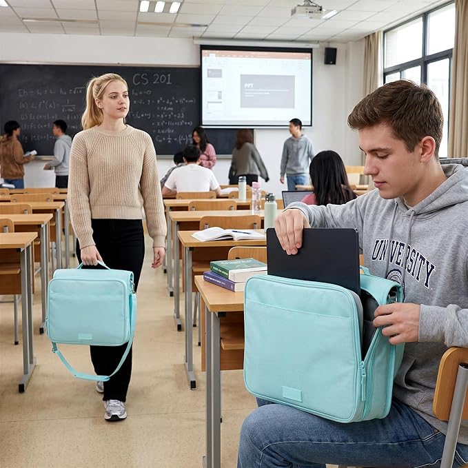 SUNEE Zipper Binder 3 Ring 2-Inch in Sky Blue Features a Shoulder Strap, 13 Inch Laptop Pocket, with Multiple Storage Pockets. Ideal Organizer for Middle School Students