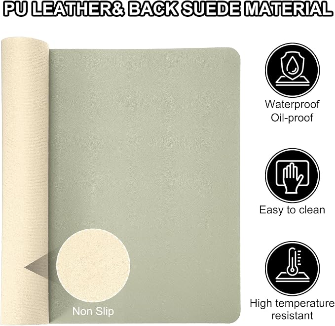PATIKIL Desk Mat, 24"x13" Non-Slip Waterproof PU Leather Desktop Protector Cover, Dual Sided, Green
