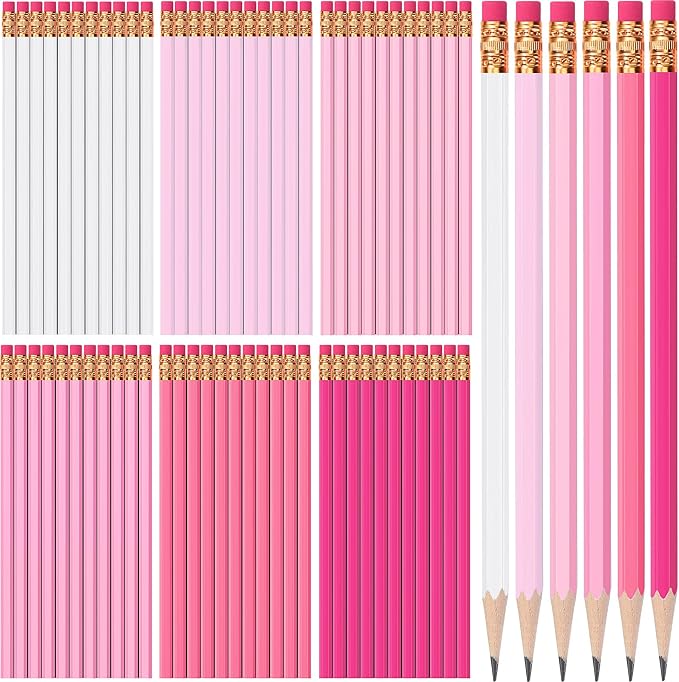TecUnite 240 Pcs HB #2 Unsharpened Pencils with Eraser Wooden Hexagonal Graphite No 2 Pencils for Students Adults Gifts Exams School Office Sketching(Pink)