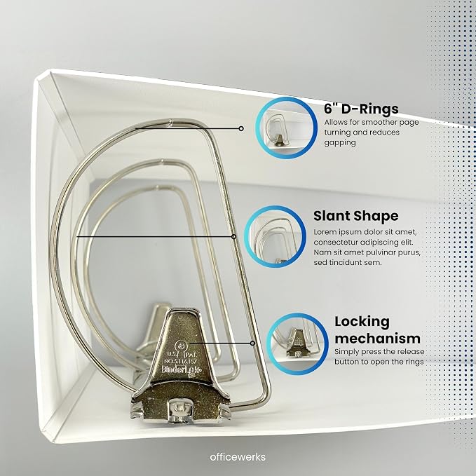 Performore 6 Inch Locking Angle D-Ring Binder Heavy Duty Poly Binder with Printed Design, Secure Locking 3 Rings, Spine Label Holder, Non-Customizable Cover, Holds 8.5" x 11" Paper (4)