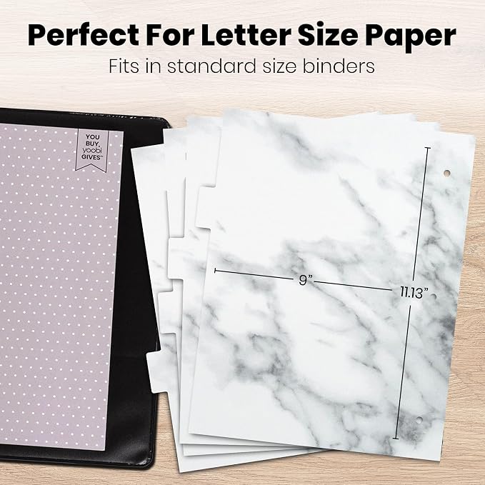 Yoobi 1 Inch Marble 3-Ring Binder & 8-Tab Divider Set, 4-Pack, D Rings | 3-Ring Binder + 8-Tab Divider Set, 2 Interior Pockets, Blank Sticky Labels Included, 4-Pack of Each