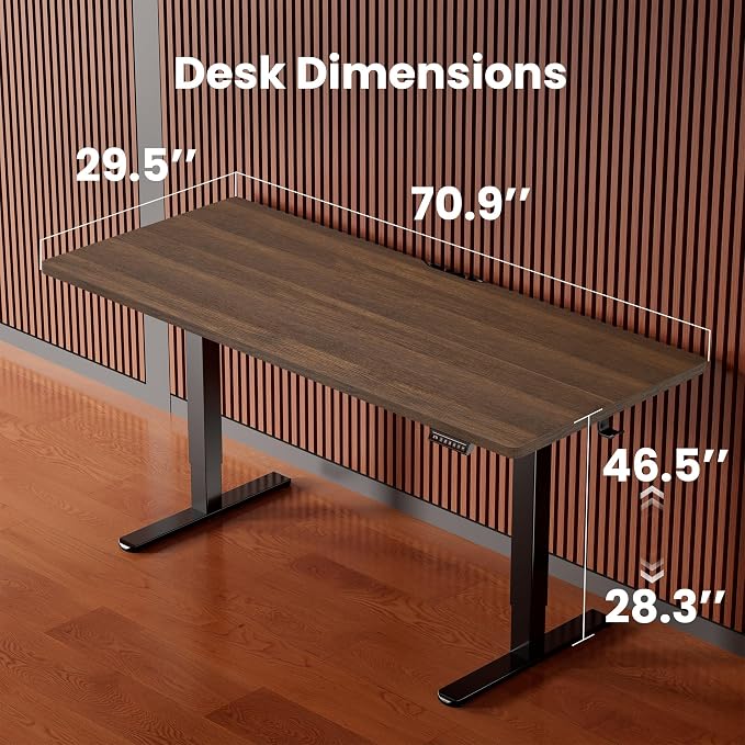 ErGear Height Adjustable Electric Standing Desk, 71 x 30 Inches Sit Stand up Desk, Memory Computer Home Office Desk, Dark Walnut