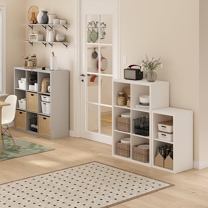Furinno Cubicle Book Shelf, 2-Cube Bookshelf, Extra Thick Frame Horizontally & Vertically Reversible Bookcase with Open Back, 14.6 x 16 x 30, for Living Room, Bedroom, Home Office, Plain White