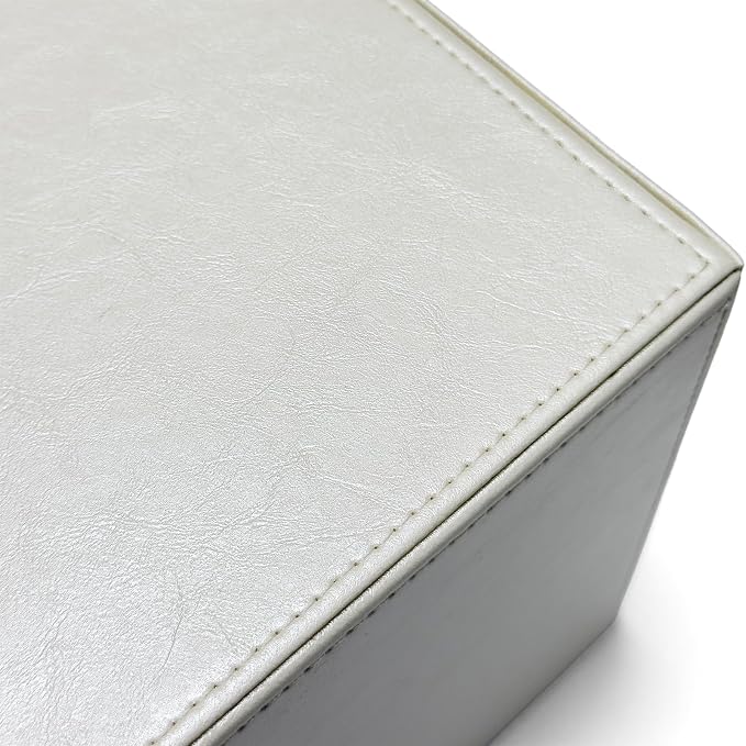 UnionBasic Document Organizer, 3-Drawer File Cabinet Document Storage Box, Office Desktop Filing Organizer, Creamy White | Document Storage Box, Office Desktop Filing Organizer, Printed Oil Faux Leather