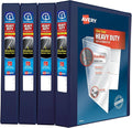 Avery Heavy Duty View 3 Ring Binder, 1" One Touch Slant Ring, Holds 8.5" x 11" Paper, 4 Navy Blue Binders (79869)