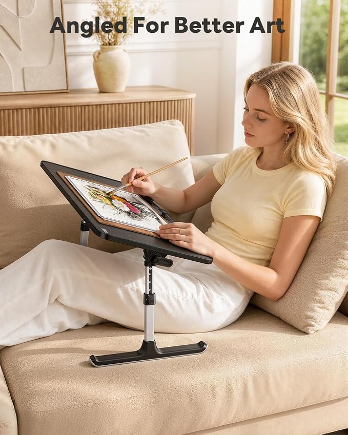 SAIJI Height & Angle Adjustable Lap Desk Laptop Stand for Bed | LightWeight Foldable Portable Laptop Table for Couch Sofa Chair Floor