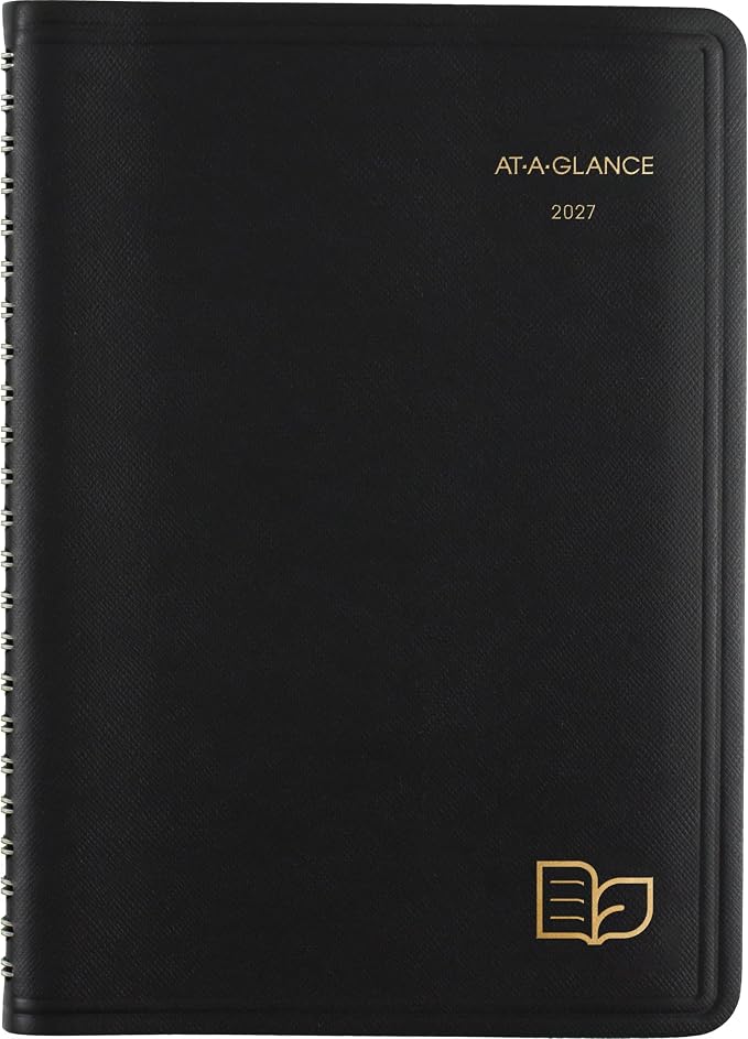 AT-A-GLANCE 2027 Appointment Book Planner, Weekly & Monthly, 5" x 8", Hourly, Recycled, Black (70100G0527)