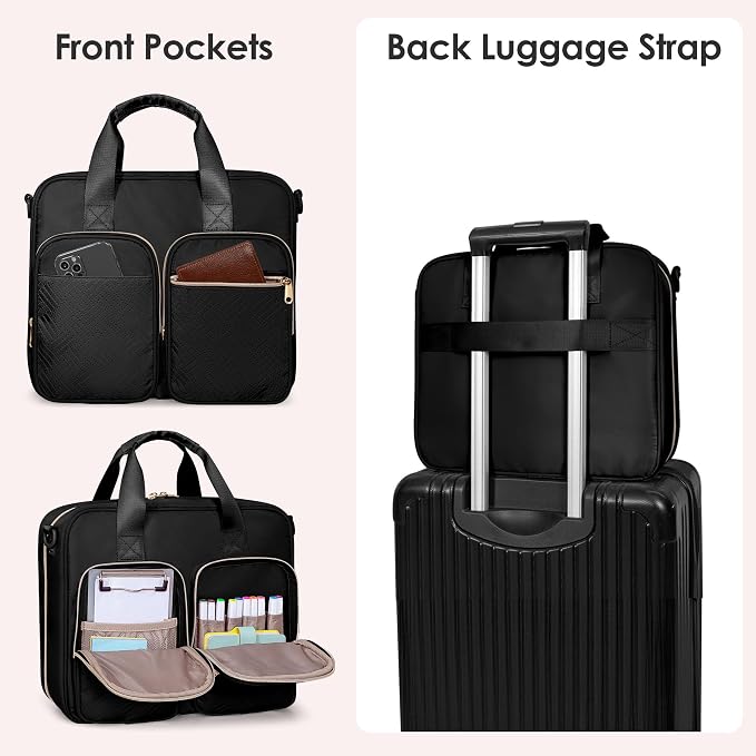3 Ring Zipper Binder, 2 Inch Ring Binder Organizer Bag with Strap | Binder Bag Fits 13" Laptop & 500 Sheets, Detachable Shoulder Strap, Large Capacity Zip Up Portfolio Folder Bag for Office