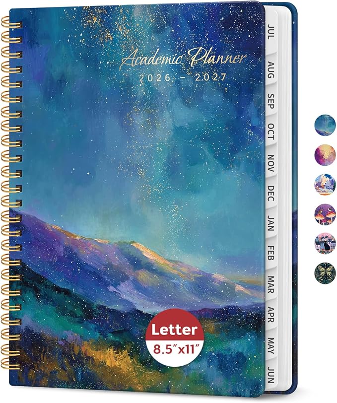 Academic Planner 2026-2027, Jul 2026-Jun 2027 Monthly & Weekly Planner