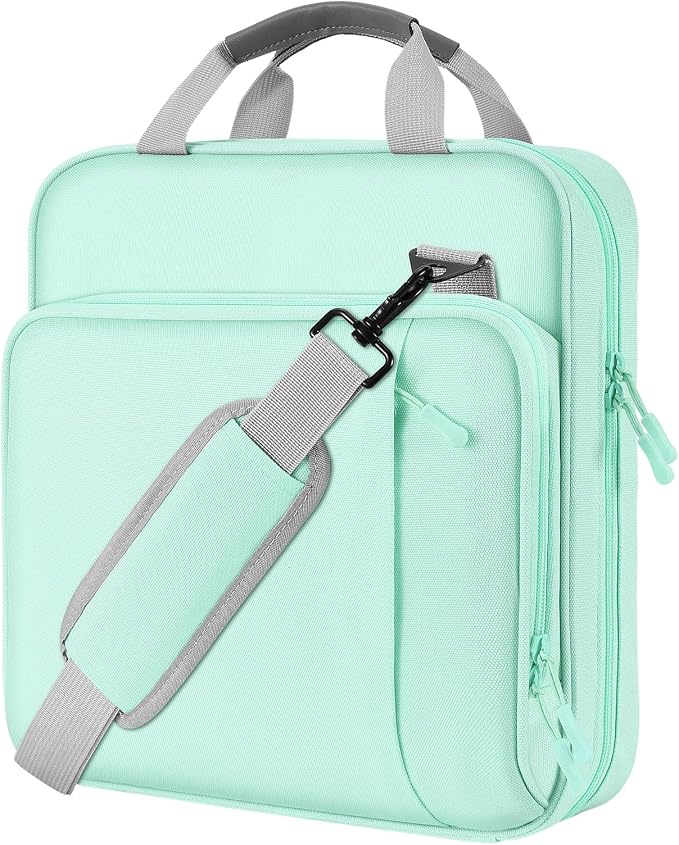 MoKo Zipper Binder, 2 Inch 3 Ring Binder with Zipper, 500 Sheet Capacity Zip Up Binders with Shoulder Strap Handle, Multi-Pocket Zip Up Binders for Middle School Student, Mint Green