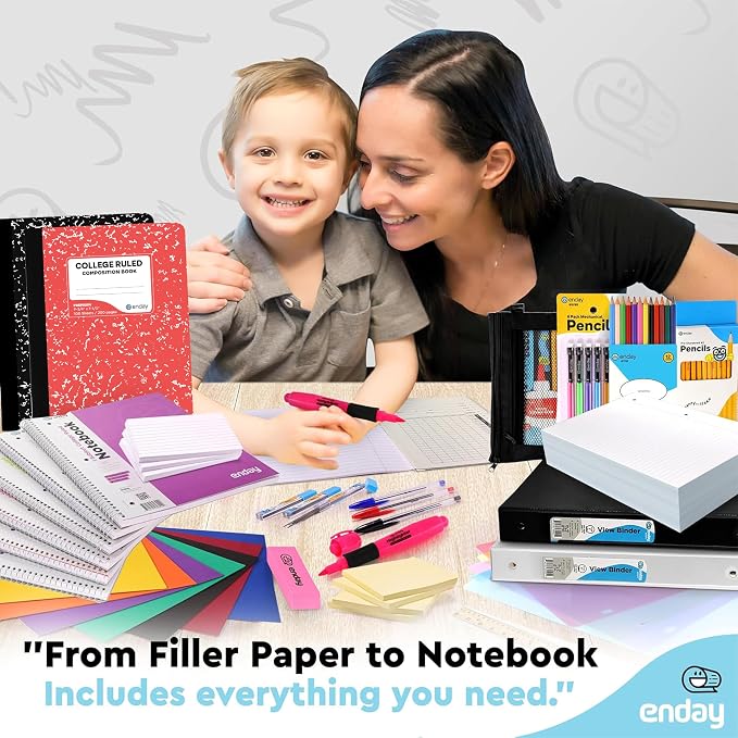 Enday Back to School Supplies High School Kit -87 Piece School Supplies Box