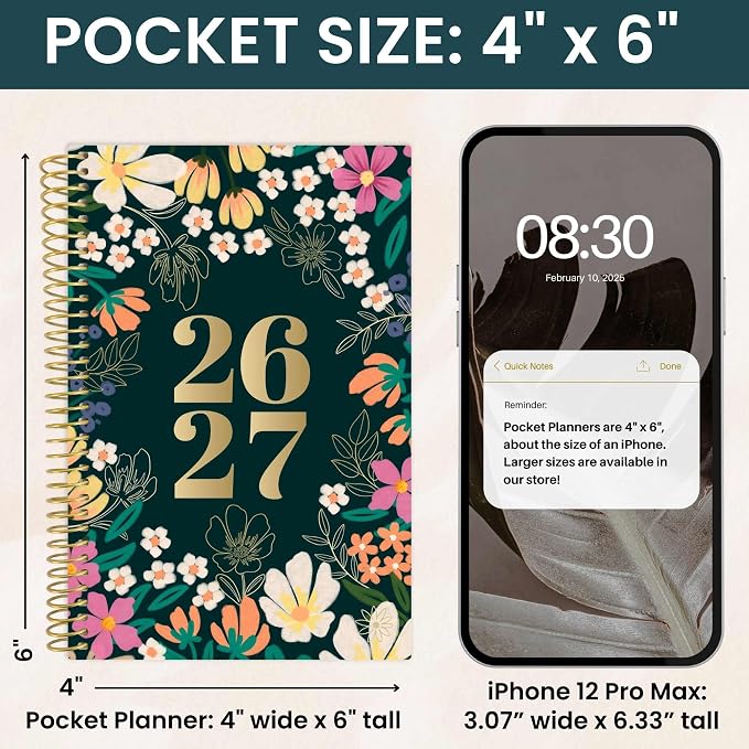 bloom daily planners 2026-2027 Academic Year Pocket Planner (July 2026 - July 2027) 13 Months - 4” x 6” MINI Weekly Monthly Agenda Organizer & Calendar Book - Blooming Wildly