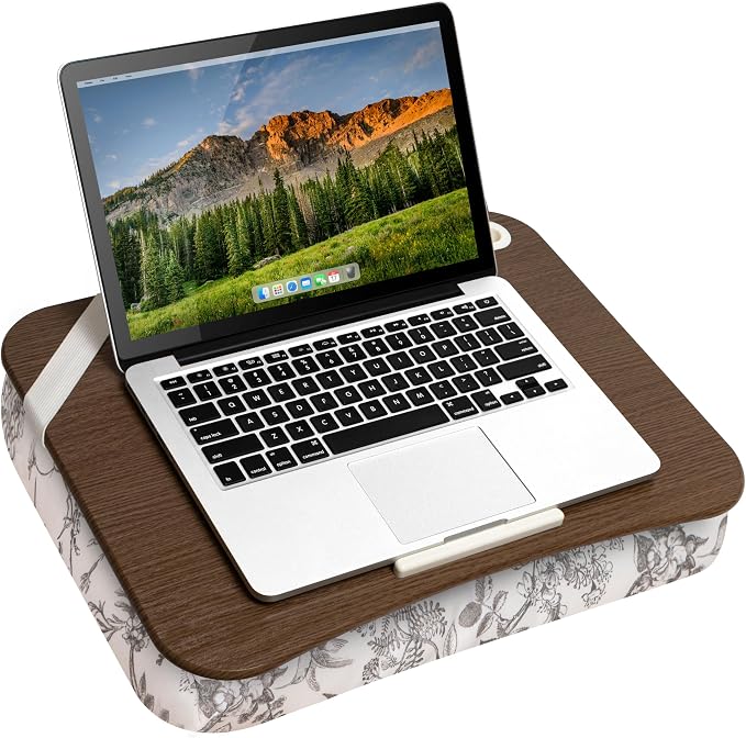 LAPGEAR Designer Lap Desk – Hummingbird Toile, Fits 15.6” Laptops