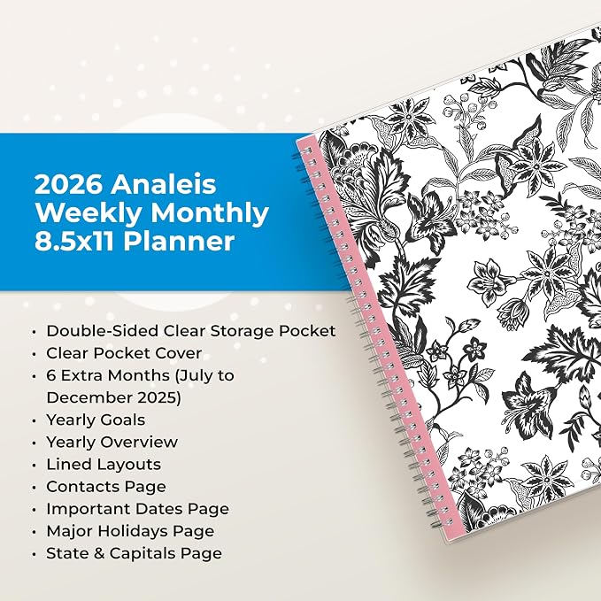 Blue Sky 2026 Weekly & Monthly Planner Calendar, 8.5"x11", Analeis