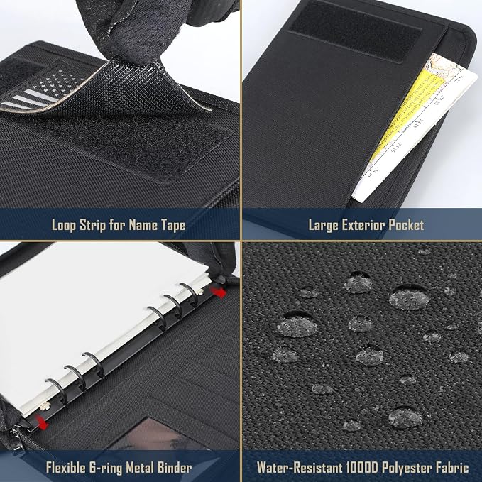 WYNEX Tactical Notebook Padfolio 6 Ring Binder, A5 Refill Paper | M-7.3x10" Zip Hardcover Notebook, 80 Sheets Loose Leaf Paper, 1"O-ring Water-Resistant Planner, for Office College Field Gift