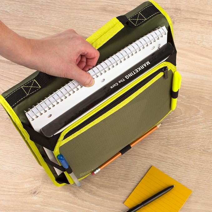 Five Star Zipper Binder, 2 Inch 3-Ring Binder with Round Rings, Expansion Panel and 5-Tab Expanding File, 580 Sheet Capacity, Olive/Citrus (290520C)