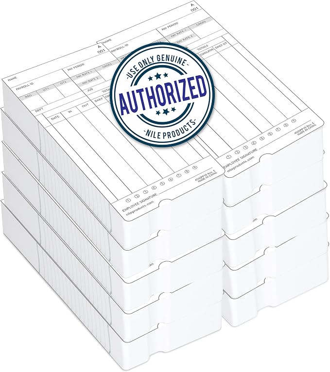 Nile Products - Authentic Time Cards for Nile Products 4500PP Compatible [ 4500PP10MB ] Electronic Calculating Time Clock, Double Sided Time Sheets (3.37 x 7.37 Inches) - 1000 Time Cards | For 4500PP Compatible Electronic Calculating Time Clock, Double...