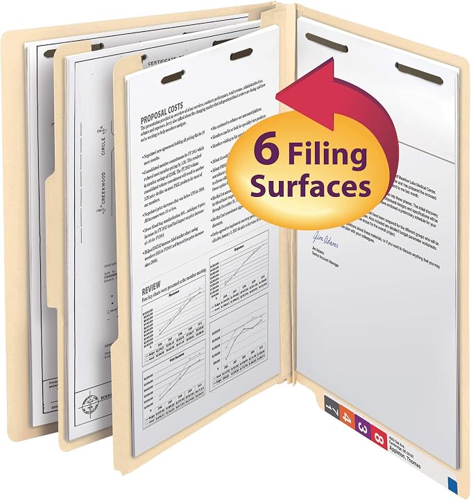 Smead End Tab Classification File Folder, 2 Dividers, 2" Expansion, Letter Size, Manila, 10 per Box (26835)