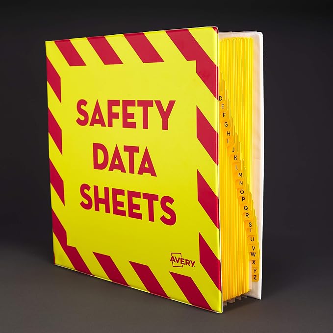 Avery® Heavy-Duty SDS Binder, 3" Rings, 1 Yellow/Red Border Binder | For Heavy School, Industrial and Office Use, DuraHinge Tear-Resistant Spine, DuraEdge Split-Resistant Sides, Nonstick Cover