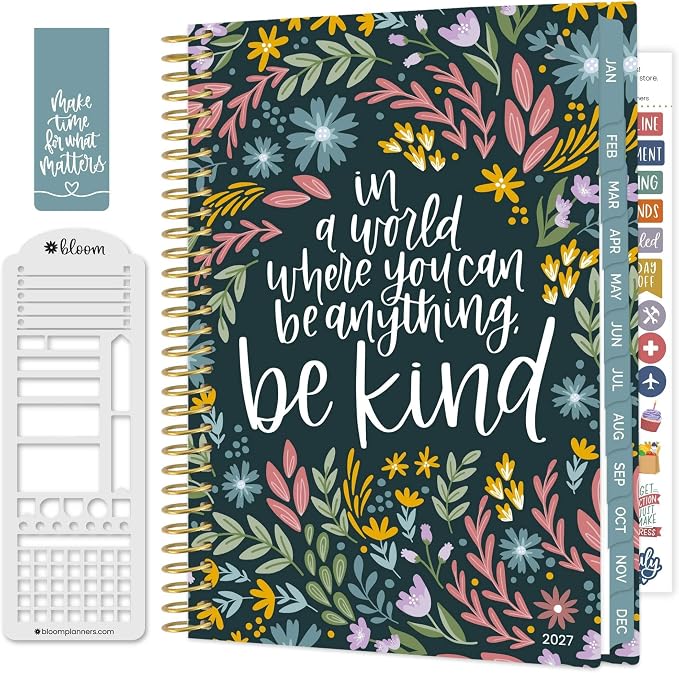 bloom daily planners 2027 Planner (January - December 2027) - Weekly & Monthly Softcover Planner for Women - Calendar Year Inspirational Agenda Book with Stickers - 5.5" x 8.25" - Be Kind