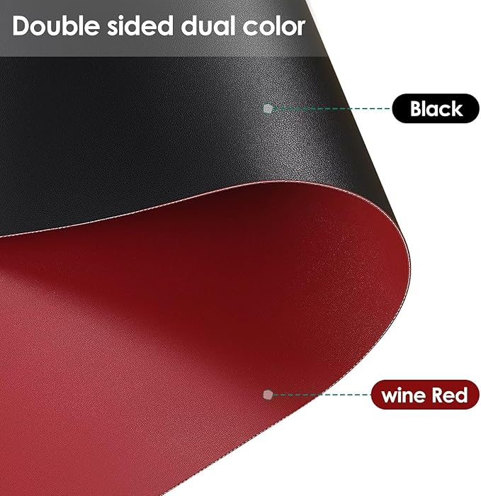 Zinkooat Table Pad Protector for Dining Room Table - Can Be Used On Both Sides Waterproof and Easy to Clean Good Flatness Used for Dining Table(Black+Wine Red 54x72)