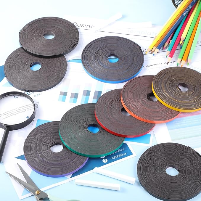 AmazingSpark Magnetic Tape Roll Thin Strips, 0.39 Inch x 66 Feet Magnetic Board Dividers Whiteboard Graphic Decorative Tape Marking Line for Classroom Office Art Accessories(Black)