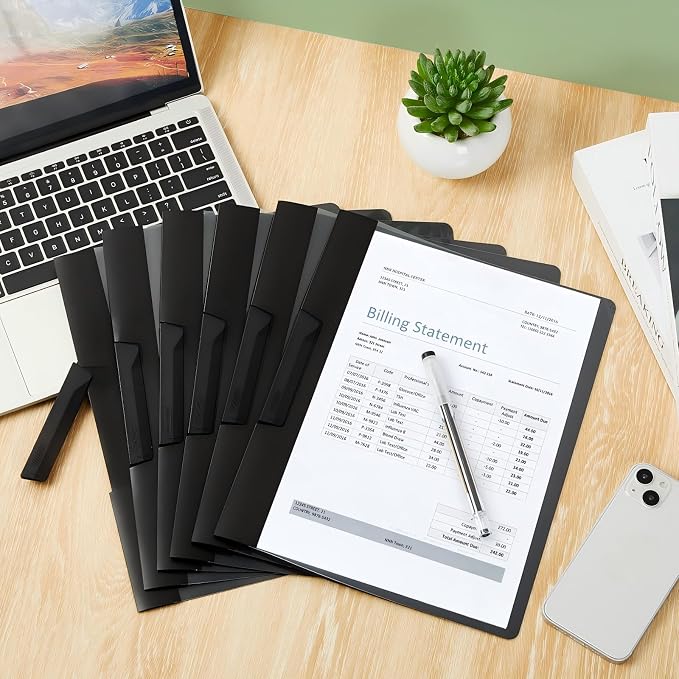 Maitys 80 Pack Durable Clear Report Covers with Clip 11 x 9 Inch Resume Portfolio Folder Letter Size Presentation Folder Transparent Front Report Blinder Interview School Business Student (Black)