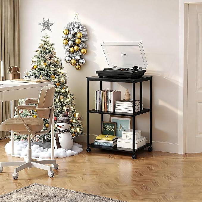 Heavy Duty 3-Tier Printer Stand with Locking Wheels, 23.6"x18.9" *31.5" Large Printer Table Shelf, Holds 100 lbs per Shelf - Fits Most 60" Desks, Perfect for Office, Home, Laser Printer or Mini Fridge