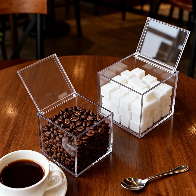 KissYou Acrylic Boxes with Hinged Lid Clear Lucite Boxes Acrylic Display Box for Gifts Treats Candies & Accessories, Plastic Storage Boxes