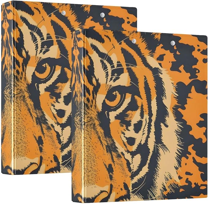 3 Ring Binder Tiger Orange Head 1.5 inch Binders Three Ring Binders with Clipboard Fit 8.5'' x 11'' Paper 3 Interior PVC Clear Pockets for Office Supplies