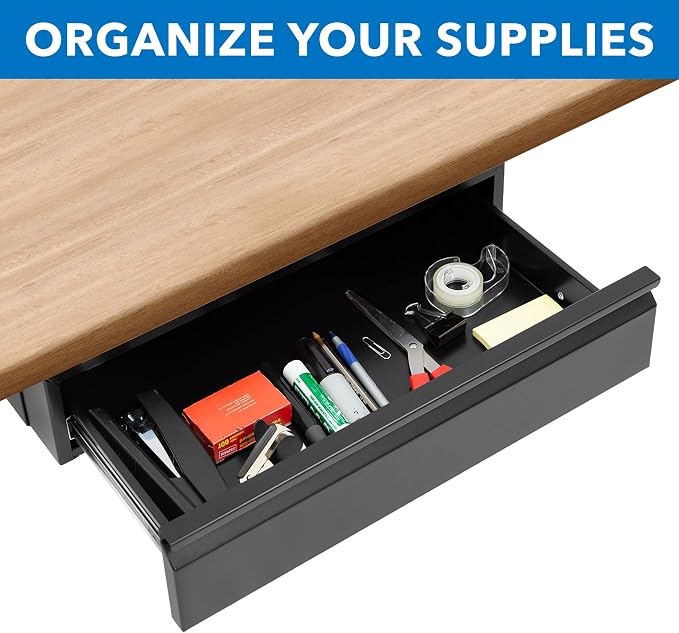 Mount-It! Under Desk Pull-Out Drawer, Heavy-Duty Steel Under Table Slide-Out Storage Organizer, Smooth Glide Track, Fits Desks Over 0.71″ Thick, 11 lb Capacity