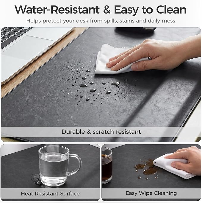 Magnetic Desk Mat System with Wrist Support 80×40cm, Premium Leather Desk Pad with Magnetic Accessories, Waterproof Non-Slip Desk Organizer for Office & Gaming