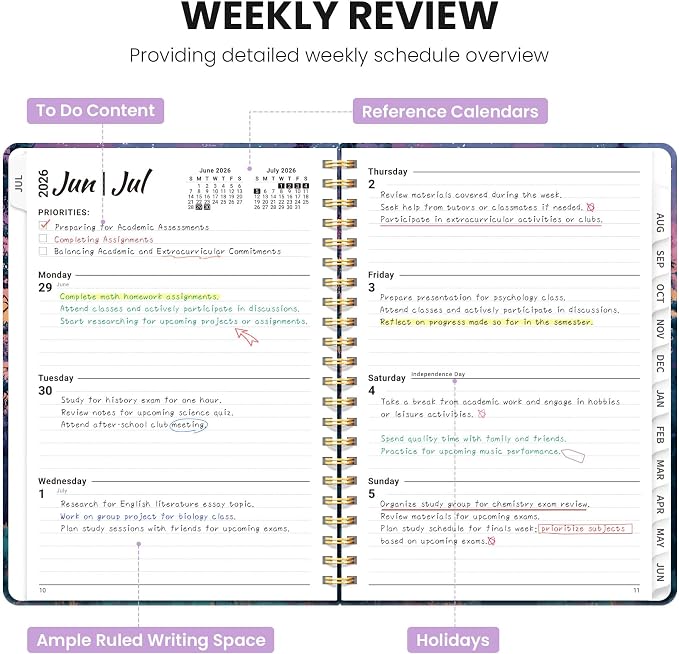 ZOTIA Planner 2026-2027, Jul 2026-Jun 2027 Weekly & Monthly Calendar