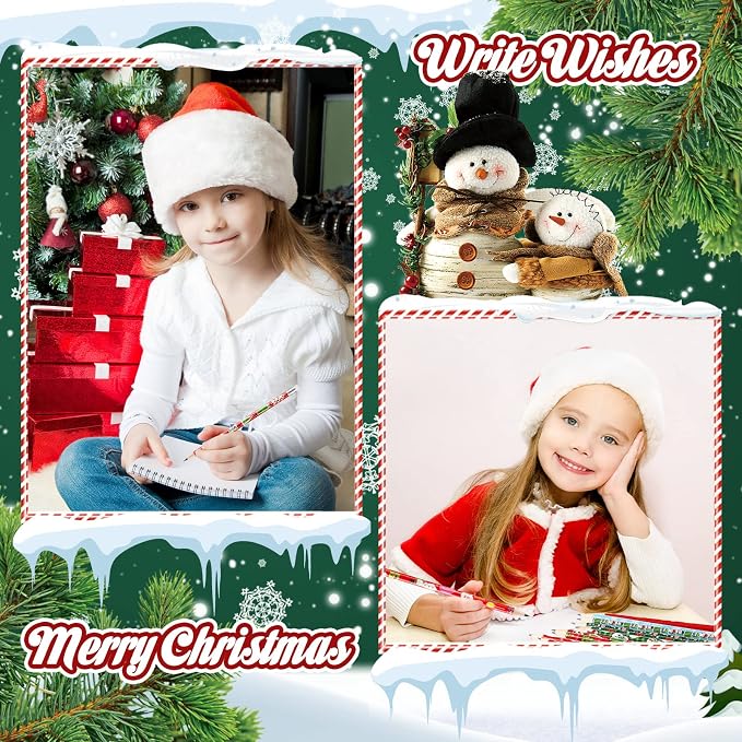 Yexiya 48 Pcs Christmas Pencils Wood with Erasers 12 Designs Bulk