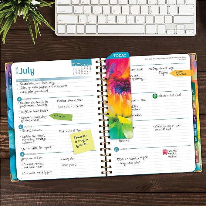 HARDCOVER Academic Year 2026-2027 Planner: 14 Months (May 2026 Through June 2027) 8.5"x 11" Daily Weekly Monthly Planner Yearly Agenda. Bookmark, Pocket Folder and Sticky Note Set (Rainbow Petals)