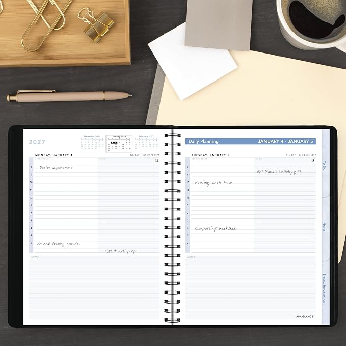 AT-A-GLANCE 2027 Appointment Book Planner, Daily, 6.5" x 8.75", The Action Planner, Black (70EP030527)