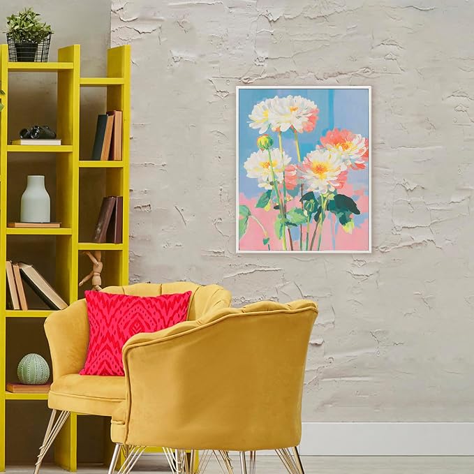 'Colorful Chrysanthemum Impressions'| Framed Giclee Art | Stupell Industries | White, 24 x 30 Inches, Easy to Hang and Sturdy, Made in USA, by Sisi and Seb