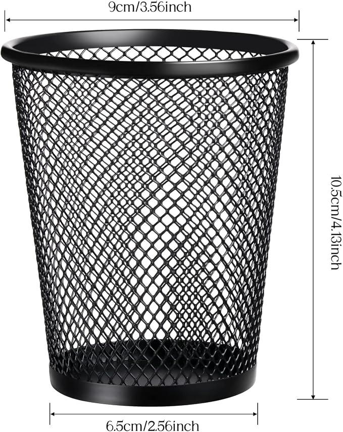 Leelosp 12 Pcs Pen Holder Mesh Pen Cup Bulk Metal Pencil Cup Holder for Desk Black Organizer Round Office Classroom for Back to School Students Kids Adult