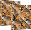 Orange and Black Basketball Sport Binder 1.5 Inch Binder with Clipboard&Pockets, Hardcover Binders 3 Ring, Heavy Duty Large File Folder for Home Office School Supplies-Holds 200 Sheets, 2 PC