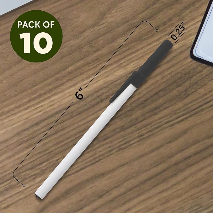 DISCOUNT PROMOS Value Stick Pens Set of 10, Bulk Pack - Blue Ink, Great for Office, School, Business, Tradeshows, Events - Black Cap