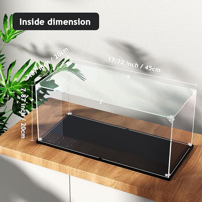 Clear Acrylic Display Case, Easy Assembly Large Showcase(17.7x8x8 inch) | dofopo Dust Protection Case for Action Figures and Dolls, Alternative Glass Box for Collectibles Commemorative Gifts